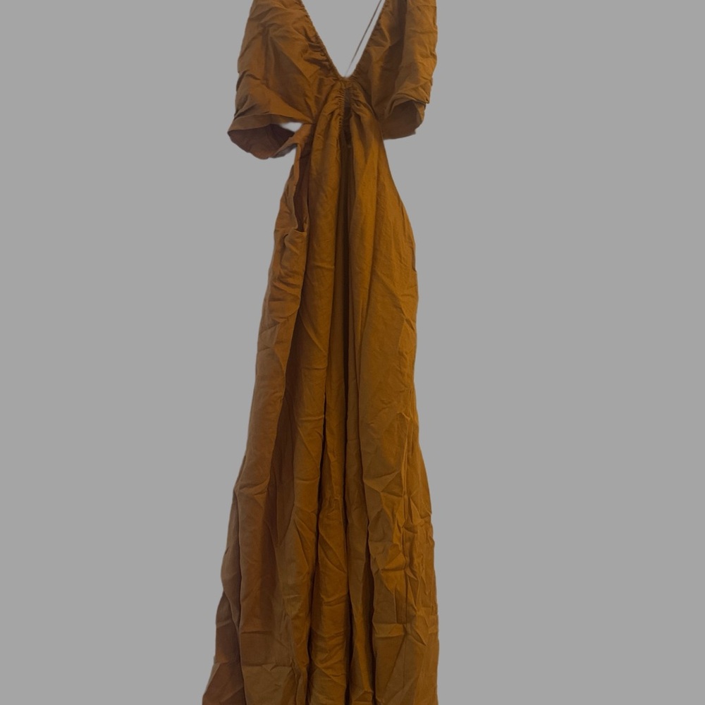 Elegant Mustard Maxi Dress tie back